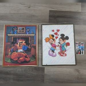 1980's Disney --- Mickey Mouse & Minnie Mouse litho screen prints